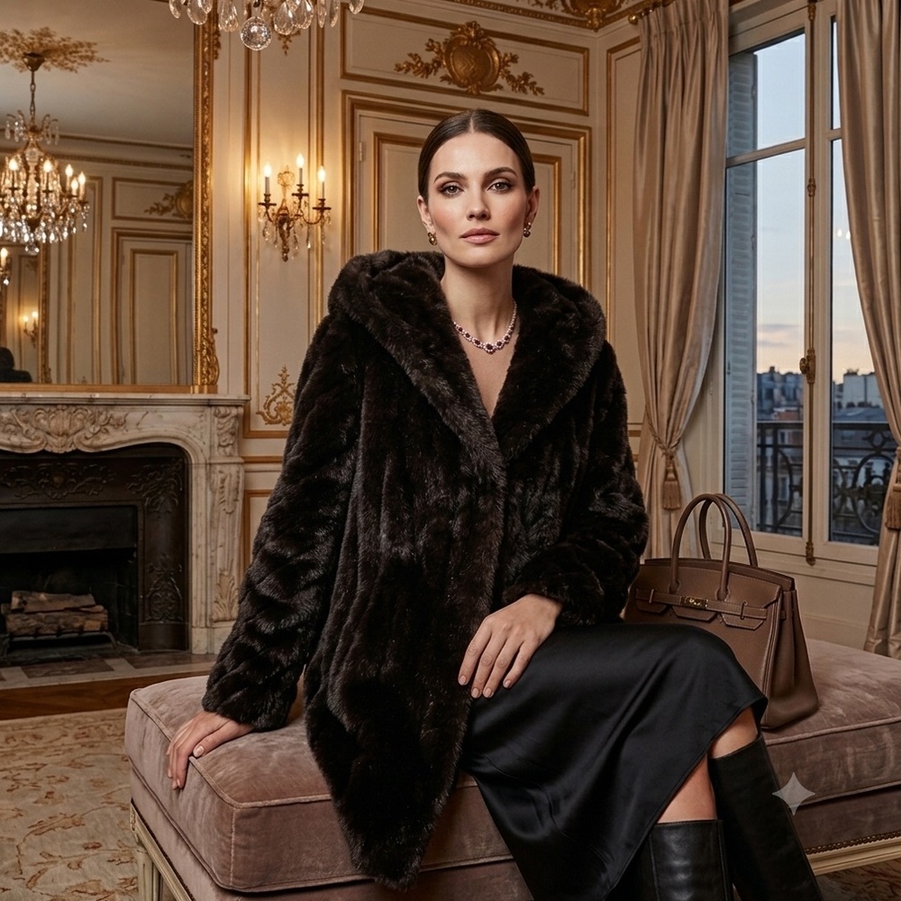 Vintage Faux Mink‎ Coat Womens 12 Fur Mob Wife Monterey EUC